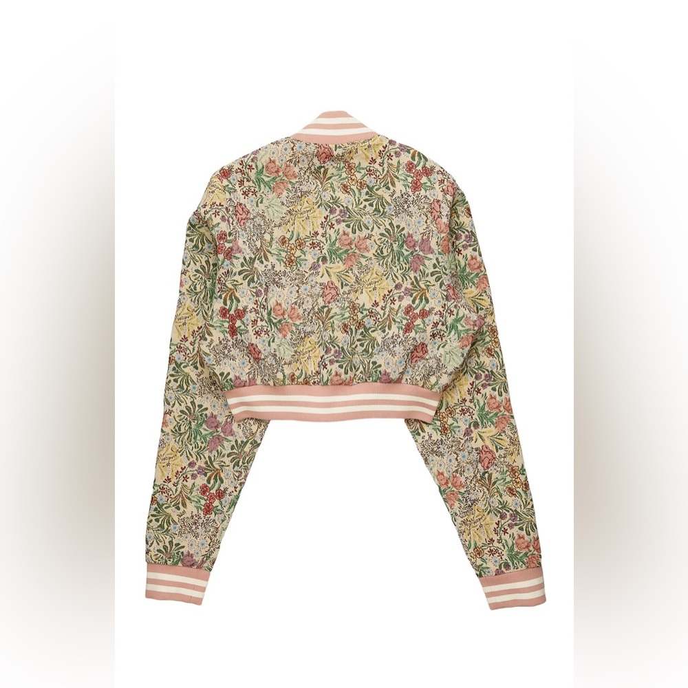 Tamia Beige Crop Tapestry Varsity Jacket & Stacked Pants…New - Picture 9 of 10
